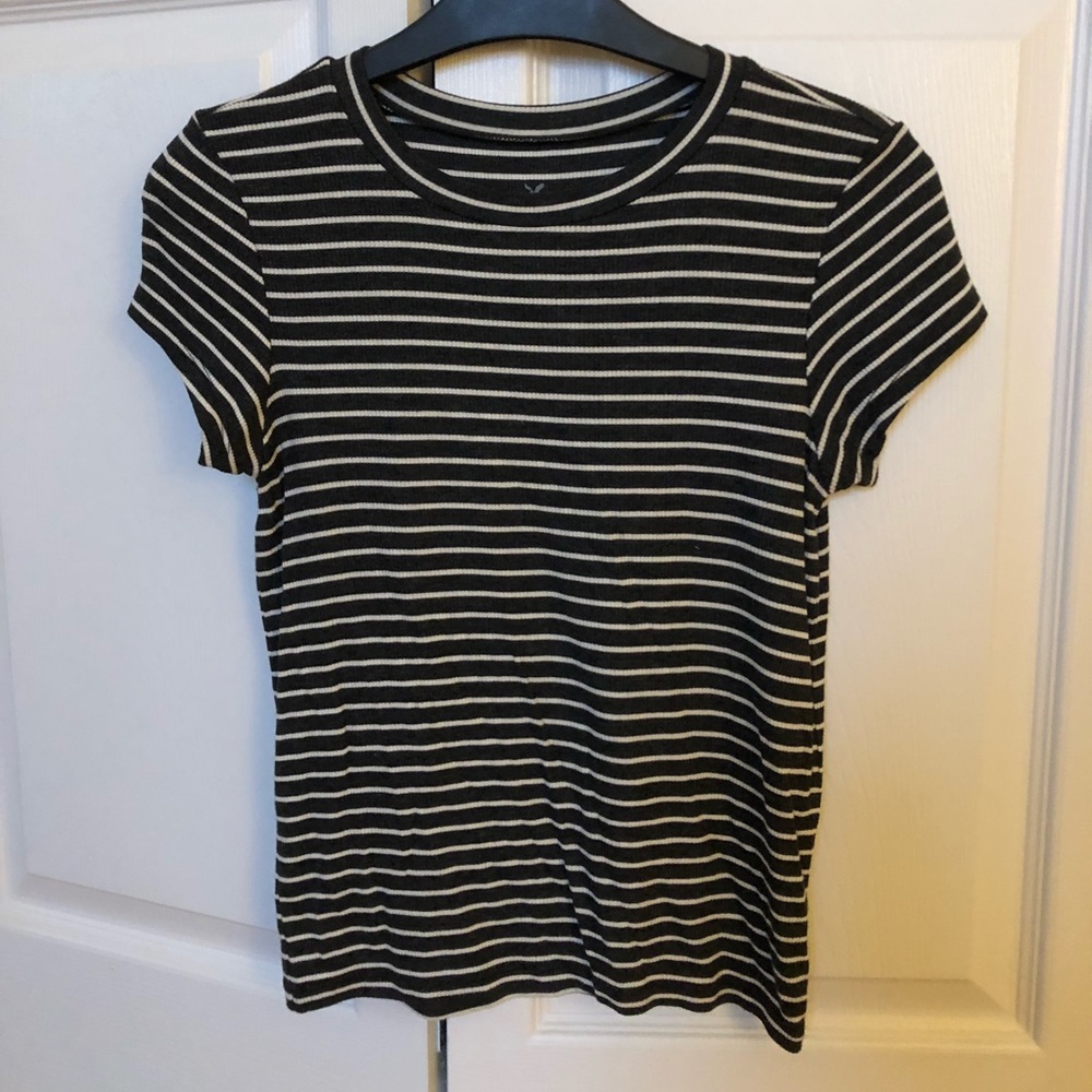 Soft and sexy gray and white striped tee